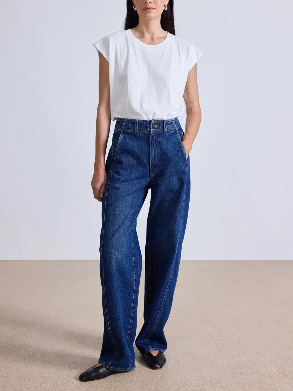 Apiece Apart NWT Meridian Slouched Barrel Jeans Tulum Wash Size 24 Highrise